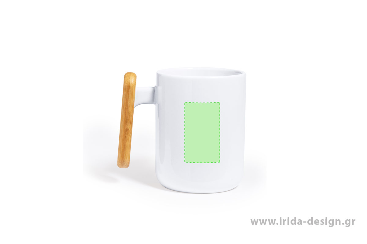 Κεραμική Κούπα Λευκή 480 ml με Λαβή Bamboo