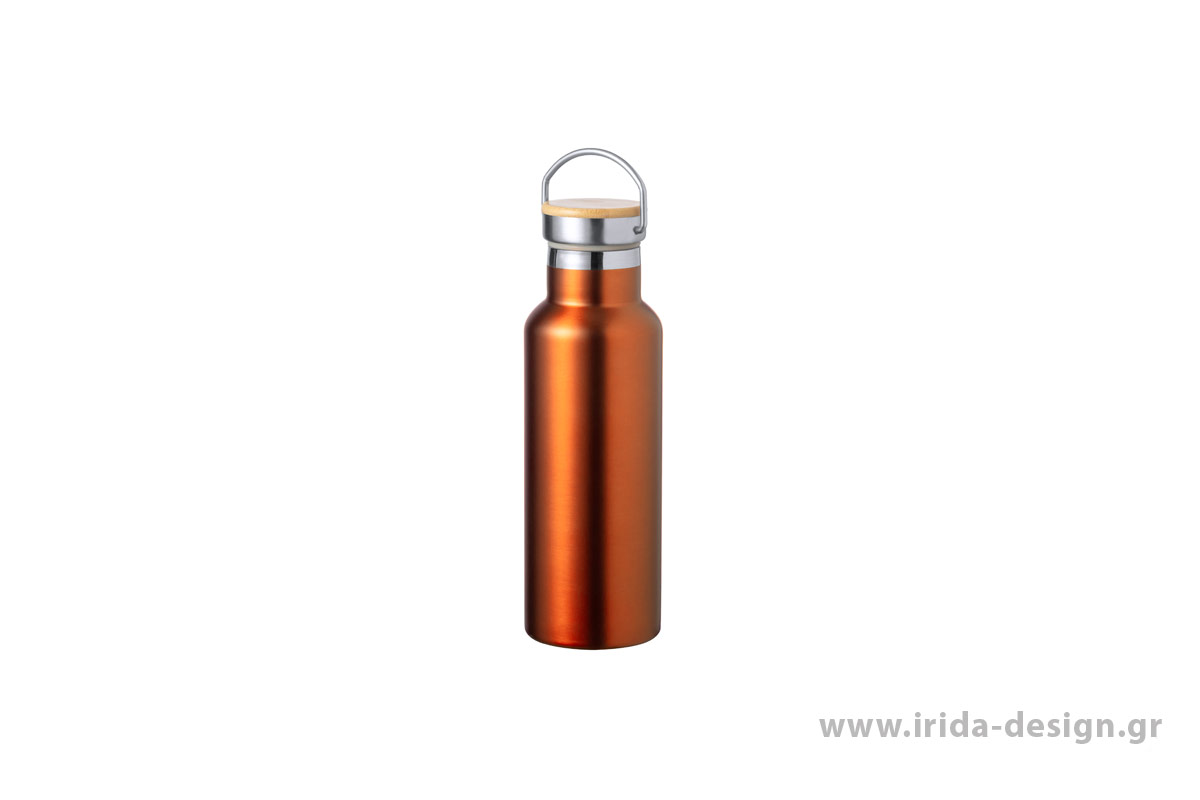 Μπουκάλι Θερμός Ανοξείδωτο 500 ml με Λαβή και Καπάκι Bamboo