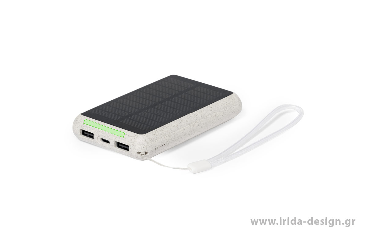 Powerbank 5000mAh Ηλιακής Φόρτισης Type-C/USB από Ίνες Άχυρου Σίτου/ABS
