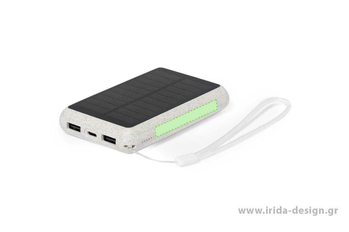 Powerbank 5000mAh Ηλιακής Φόρτισης Type-C/USB από Ίνες Άχυρου Σίτου/ABS