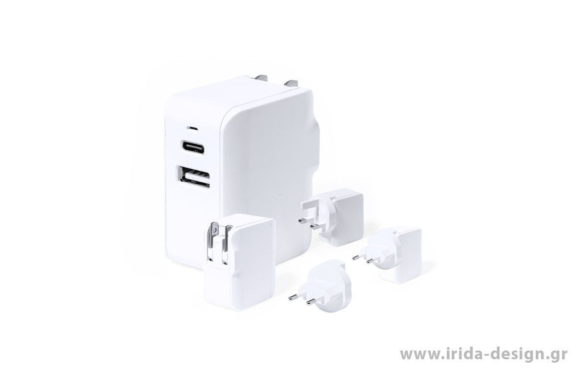Αντάπτορας Ταξιδιού Διεθνής USB/Type-C και Προσαρμογέας για ΗΠΑ Ευρώπη Ασία Ην. Βασιλείο Αυστραλία