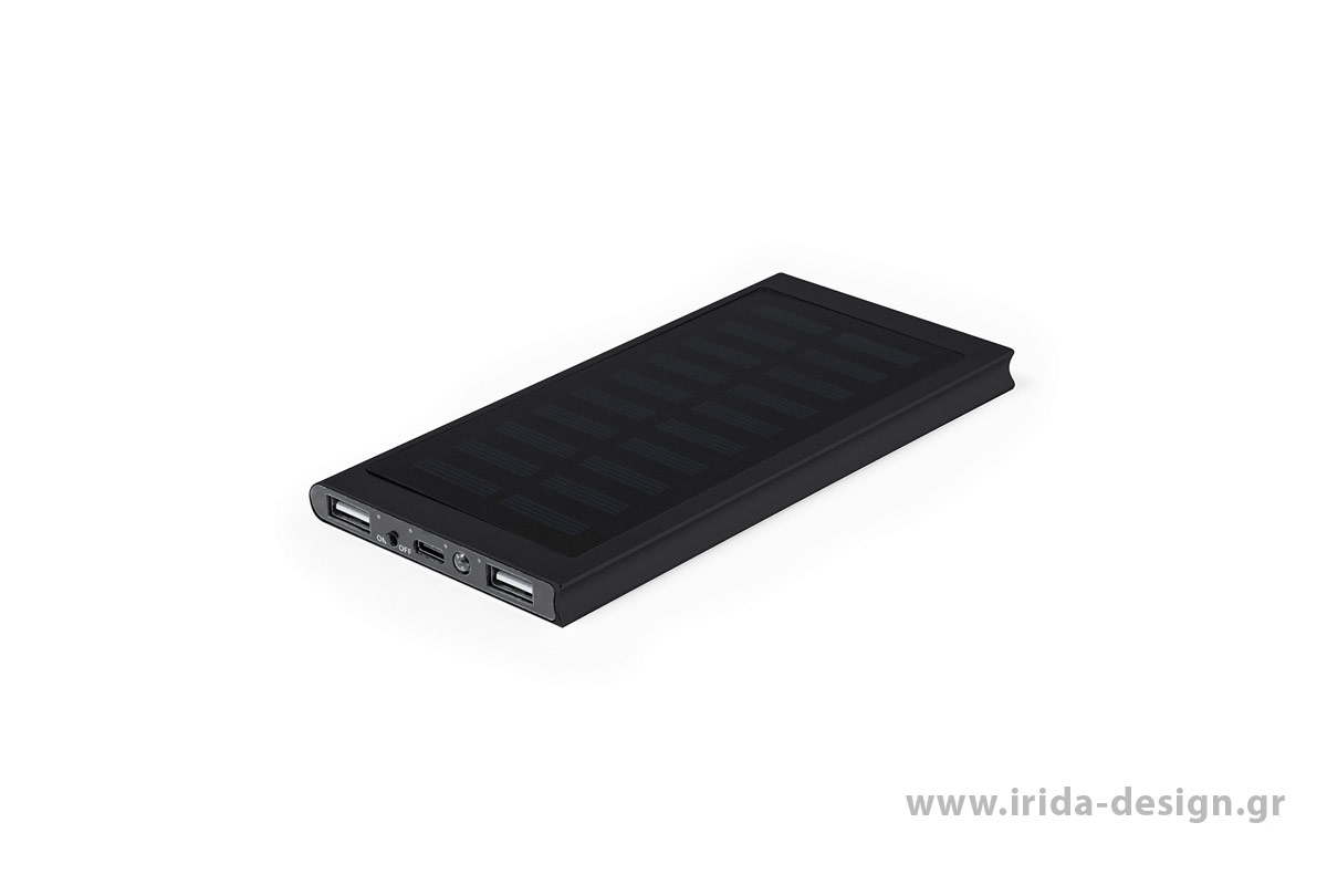Powerbank 8000mAh Ηλιακής Φόρτισης Type-C/USB από Αλουμίνιο