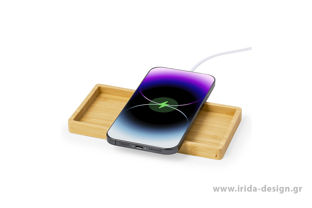 Ασύρματος Φορτιστής 15W Organizer Βάση Κινητού από Bamboo