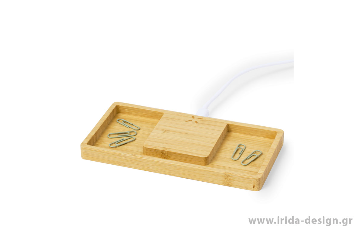 Ασύρματος Φορτιστής 15W Organizer Βάση Κινητού από Bamboo