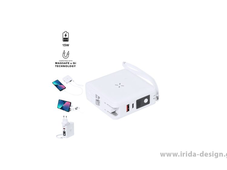 Αντάπτορας Ταξιδιού Ασύρματος Φορτιστής Magsafe Qi Type-C 2in1 Micro USB Lightning και Powerbank 10000mAh