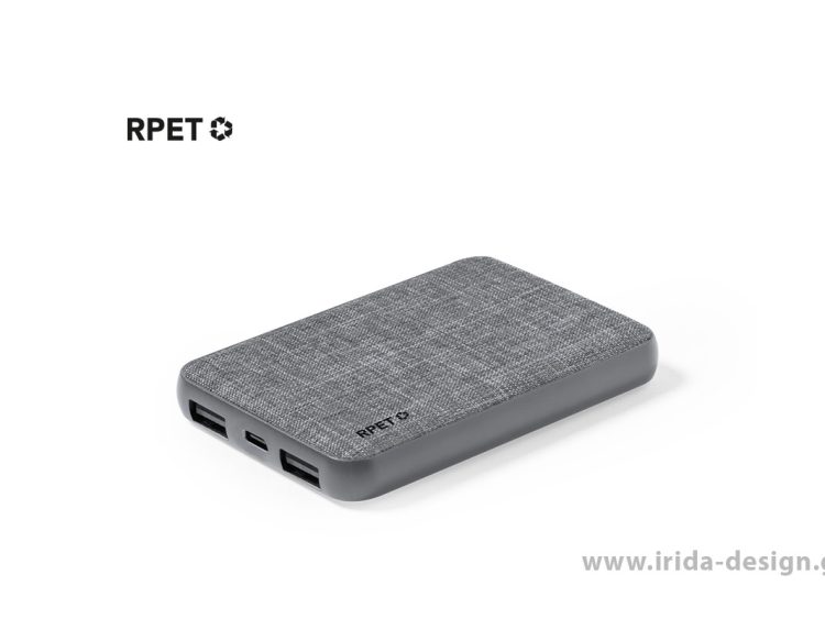 Powerbank 5000mAh RPET Μελανζέ Type-C/USB
