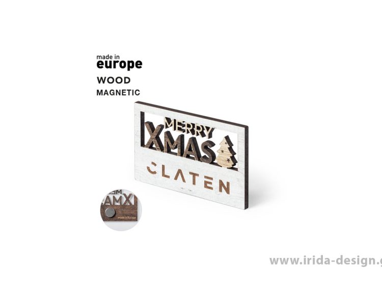 Χριστουγεννιάτικο Ξύλινο Μαγνητάκι Merry XMAS