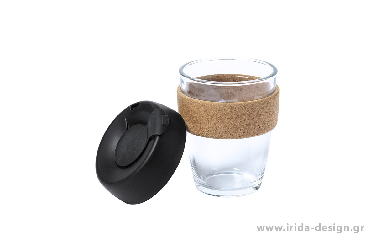 Ποτήρι Πυράντοχο 350 ml με Λαβή Φελλού και Καπάκι