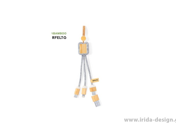 Καλώδιο Φόρτισης Type-C/USB/Lightning από Τσόχα RPET/Bamboo