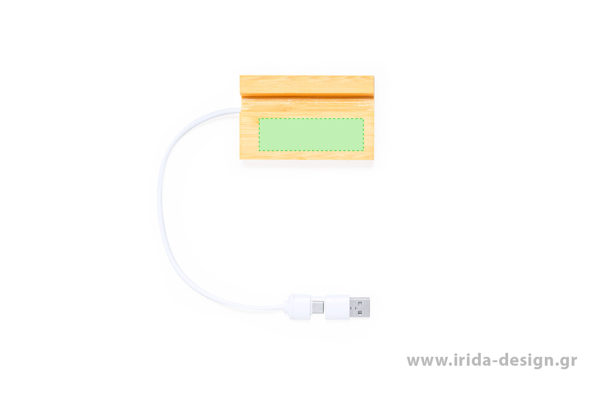 USB Hub 1 Type-C 2 USB 2.0 Βάση Κινητού από Μπαμπού