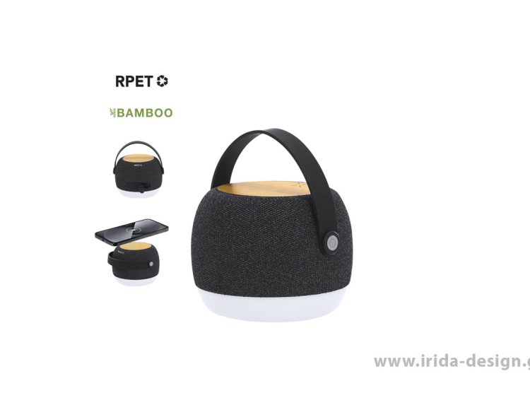 Ηχείο Bluetooth με Ασύρματη Φόρτιση 15W & Φώτα LED, από RPET & Bamboo