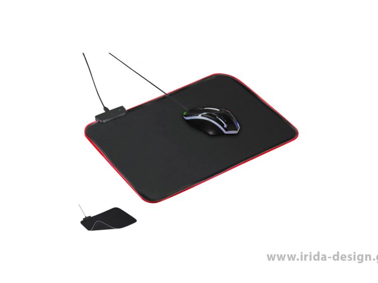 Mousepad gamer με Πολύχρωμο Φωτισμό LED & Αντιολισθητική Βάση - Σύνδεση Type-C, USB