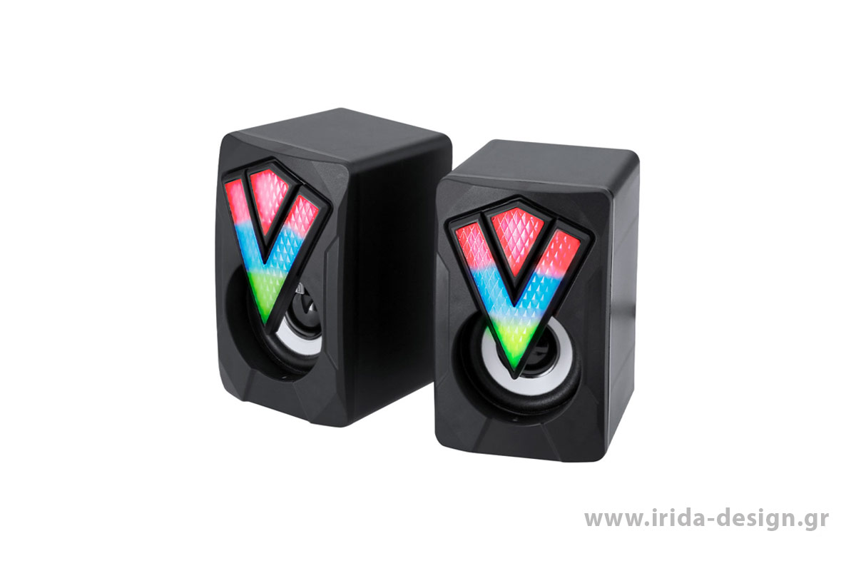Ηχεία Gamer με Πολύχρωμα Φώτα LED & Έλεγχο Έντασης, Σύνδεση 3.5mm Jack & USB
