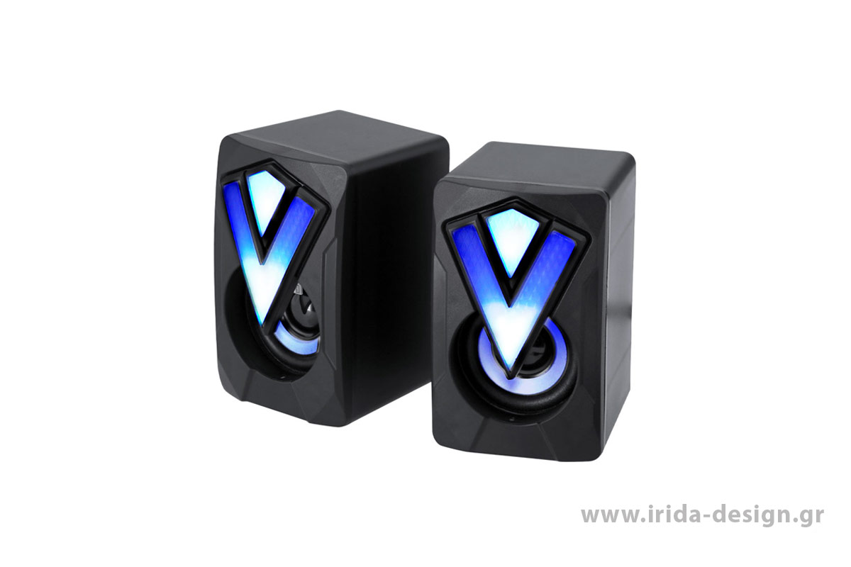 Ηχεία Gamer με Πολύχρωμα Φώτα LED & Έλεγχο Έντασης, Σύνδεση 3.5mm Jack & USB