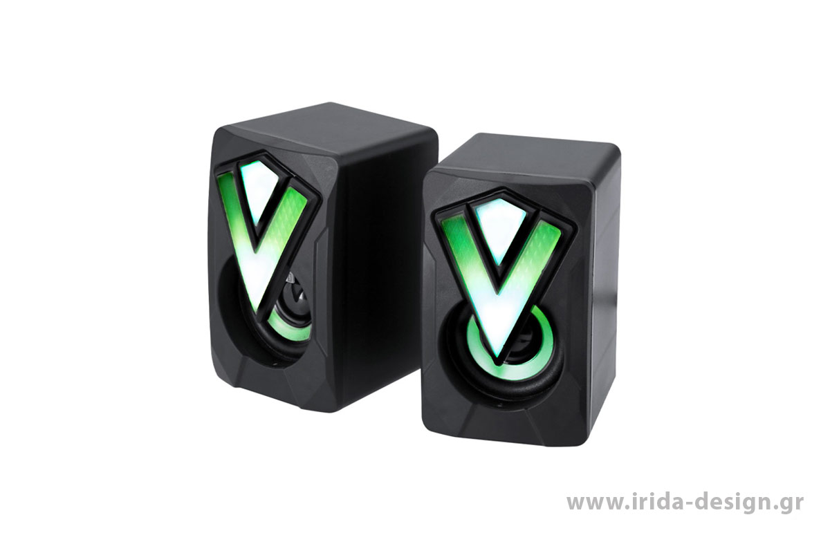 Ηχεία Gamer με Πολύχρωμα Φώτα LED & Έλεγχο Έντασης, Σύνδεση 3.5mm Jack & USB
