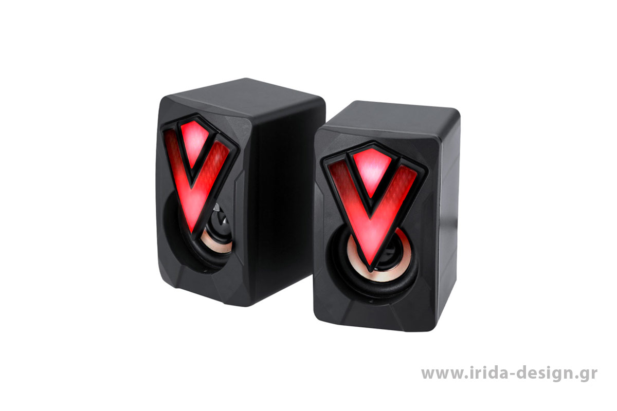 Ηχεία Gamer με Πολύχρωμα Φώτα LED & Έλεγχο Έντασης, Σύνδεση 3.5mm Jack & USB