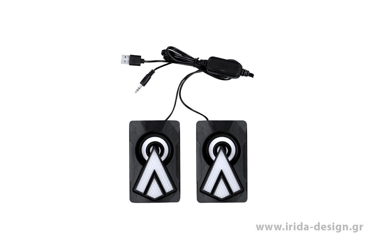 Ηχεία Gamer με Πολύχρωμα Φώτα LED & Έλεγχο Έντασης, Σύνδεση 3.5mm Jack & USB