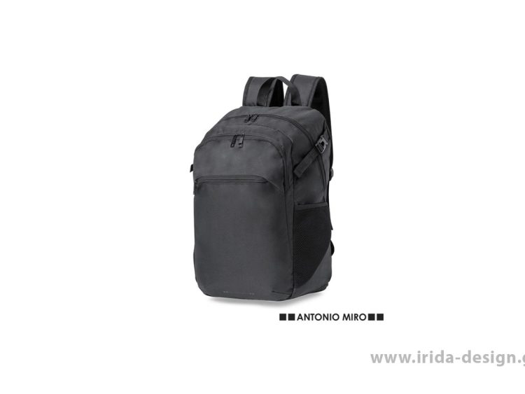 Backpack Antonio Miro Μαύρο για Laptop 17" με Πολλές Θήκες