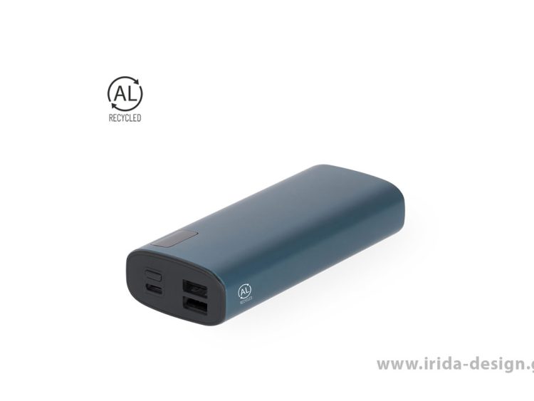 Powerbank 10000mAh από Ανακυκλωμένο Αλουμίνιο 2xUSB & 2xType C και Καλώδιο Type C