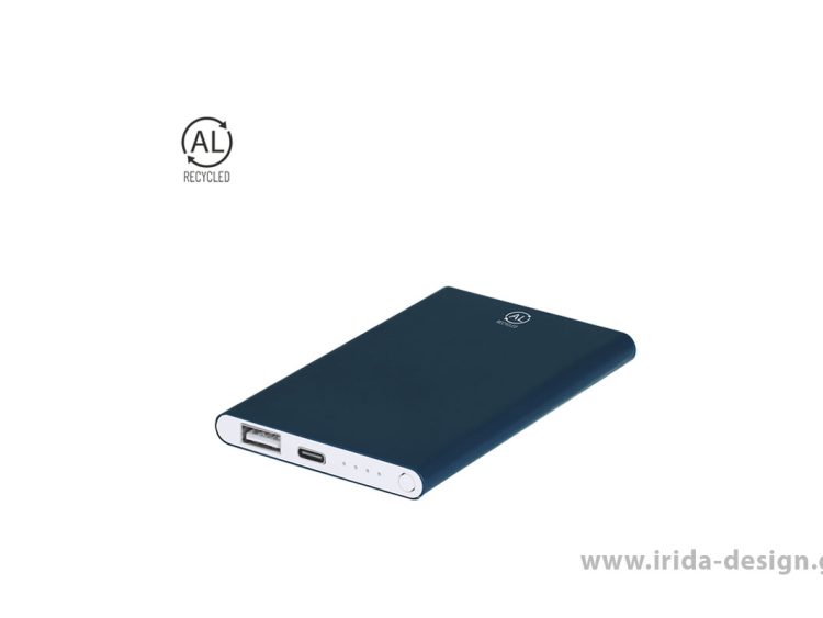 Powerbank 4000mAh από Ανακυκλωμένο Αλουμίνιο με Είσοδο/Έξοδο Type C & USB