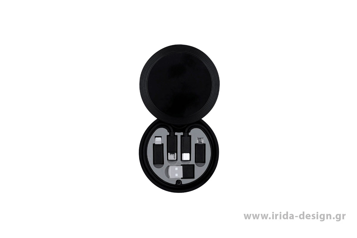 Σετ Καλωδίων Φόρτισης ABS Type-C, Micro USB & Lightning με Θήκη και Καραμπίνερ