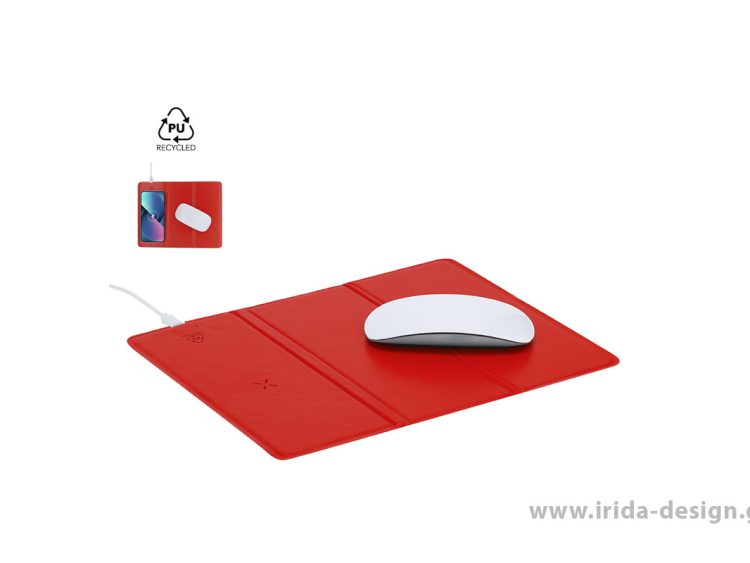 Αναδιπλούμενο Mousepad, Βάση Κινητού από Ανακυκλωμένο PU με Ασύρματη Φόρτιση