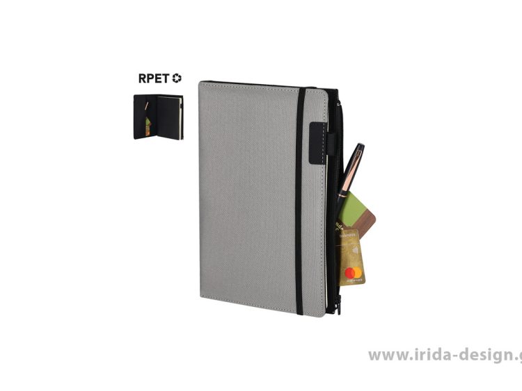 Σημειωματάριο RPET Α5 100 Φύλλων με Πλαϊνή Θήκη με Φερμουάρ