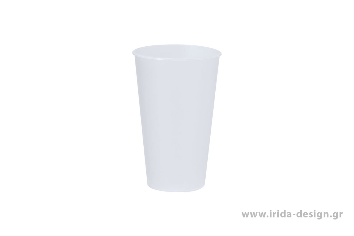 Κούπα 550ml από PP Διάφανη Frosted σε Μαύρο/Λευκό/Διάφανο Χρώμα
