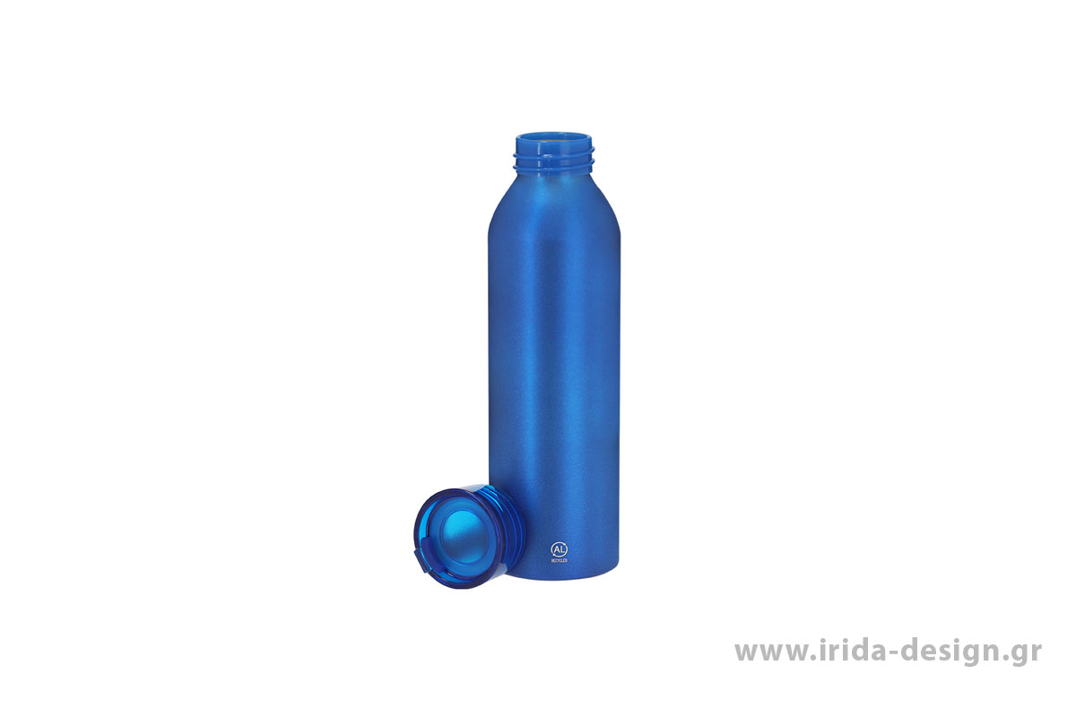 Μπουκάλι 650ml από Ανακυκλωμένο Αλουμίνιο με Διάφανο Καπάκι & Ιμάντα – Frosted