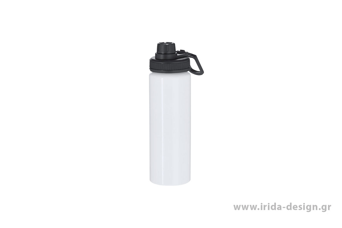 Μπουκάλι Αλουμινίου 800ml Λευκό για Έγχρωμη Εκτύπωση με Καπάκι, Στόμιο & Λαβή