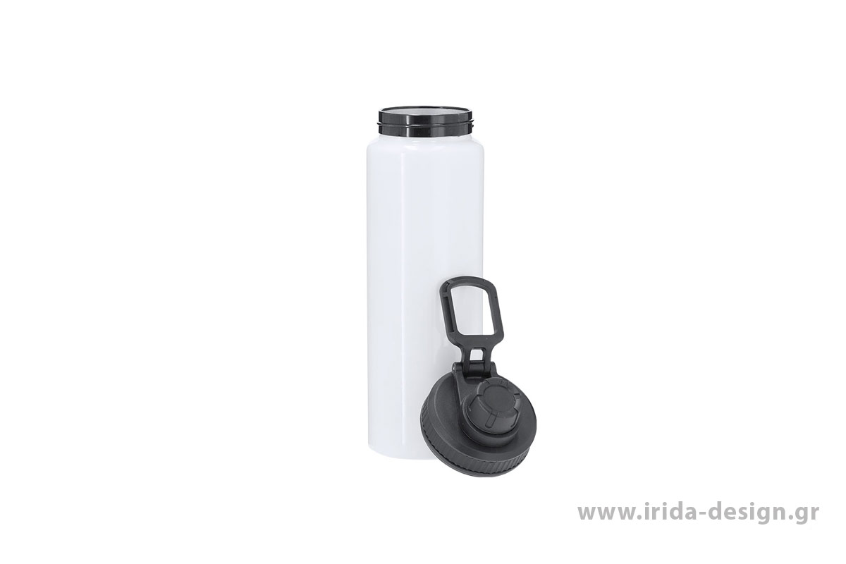 Μπουκάλι Αλουμινίου 800ml Λευκό για Έγχρωμη Εκτύπωση με Καπάκι, Στόμιο & Λαβή