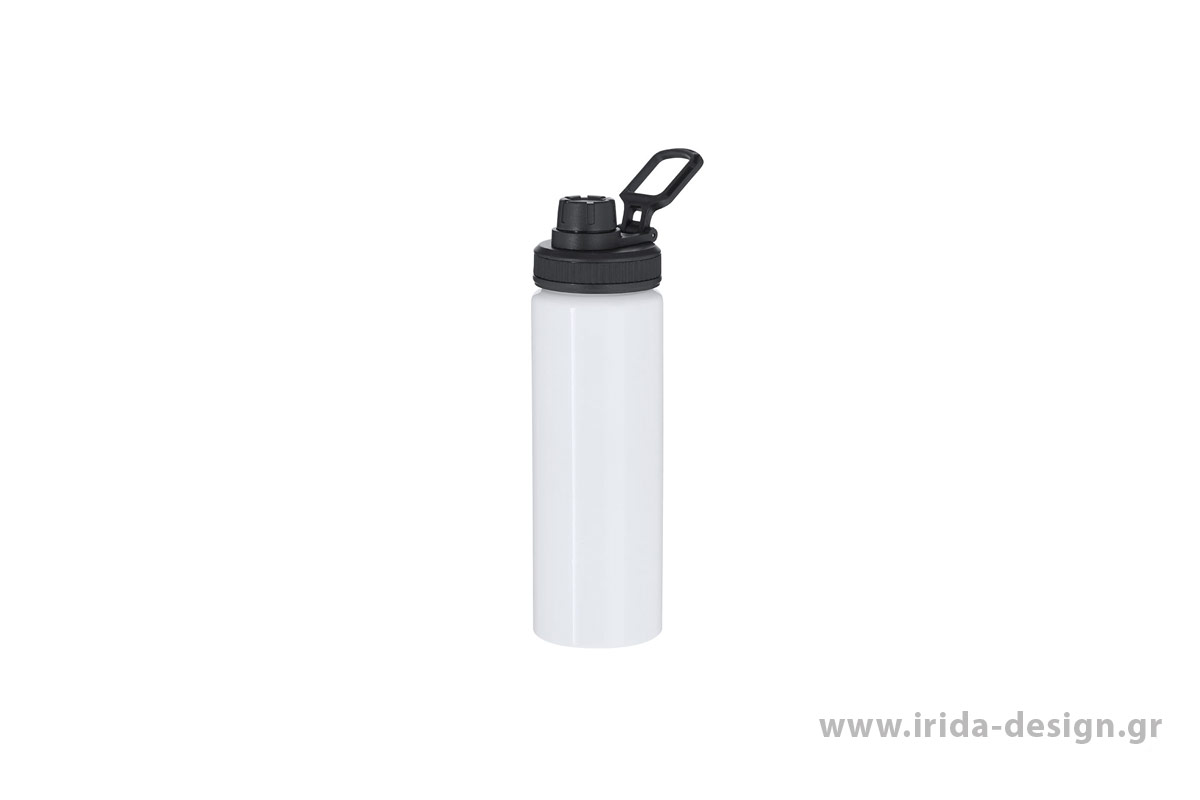 Μπουκάλι Αλουμινίου 800ml Λευκό για Έγχρωμη Εκτύπωση με Καπάκι, Στόμιο & Λαβή