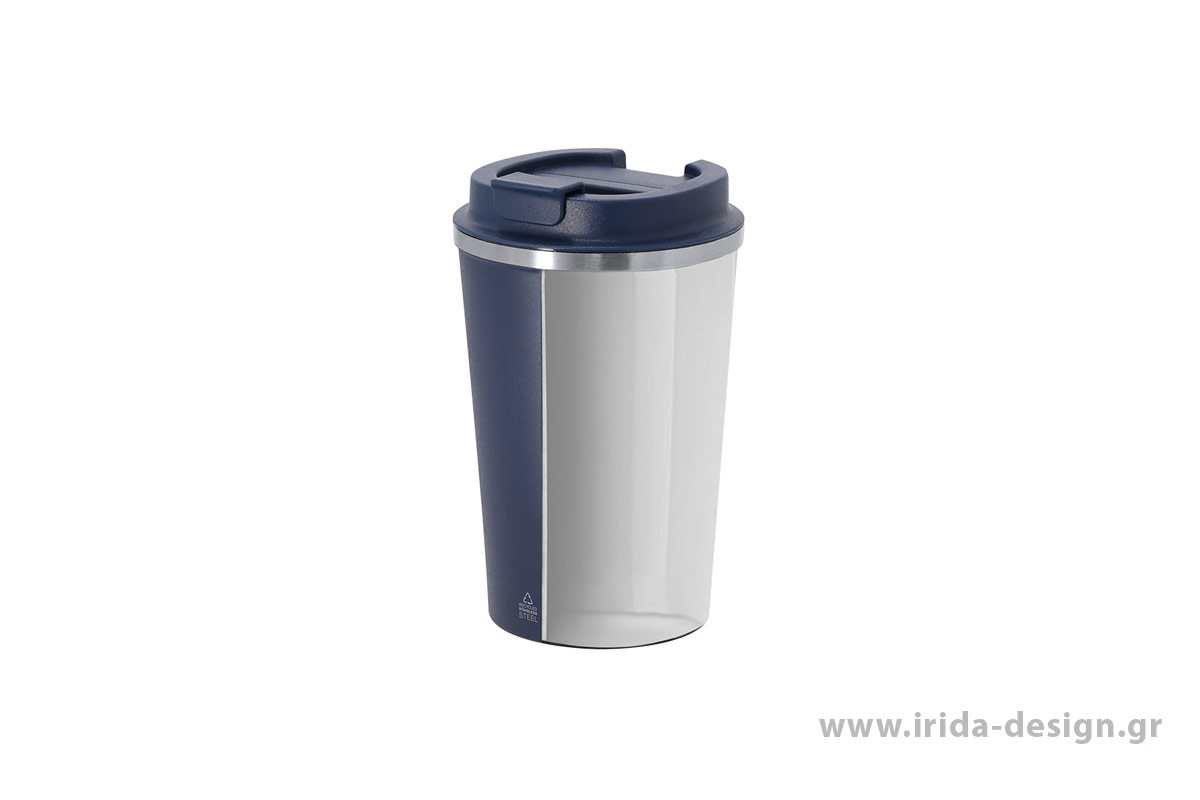 Θερμός Κούπα 350ml από Ανακυκλωμένο Ανοξείδωτο Ατσάλι με Κεραμική Επένδυση, Καπάκι Ασφαλείας & Διπλό Τοίχωμα