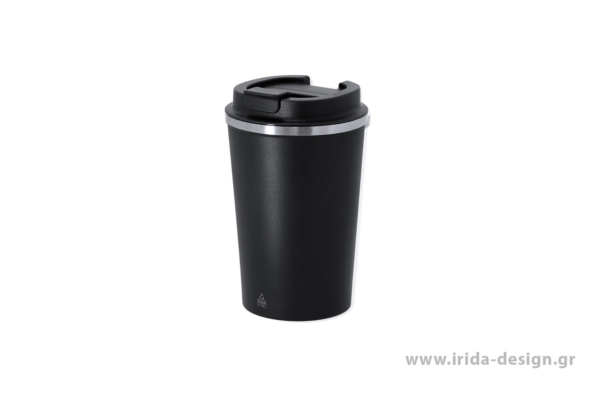 Θερμός Κούπα 350ml από Ανακυκλωμένο Ανοξείδωτο Ατσάλι με Κεραμική Επένδυση, Καπάκι Ασφαλείας & Διπλό Τοίχωμα