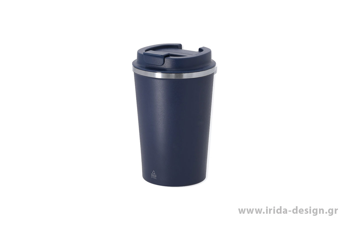 Θερμός Κούπα 350ml από Ανακυκλωμένο Ανοξείδωτο Ατσάλι με Κεραμική Επένδυση, Καπάκι Ασφαλείας & Διπλό Τοίχωμα