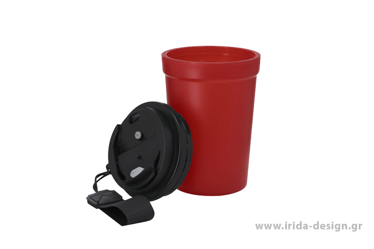 Κούπα 400ml από Ανακυκλωμένο PP με Όψη Frosted & Καπάκι Ασφαλείας Easy-Open