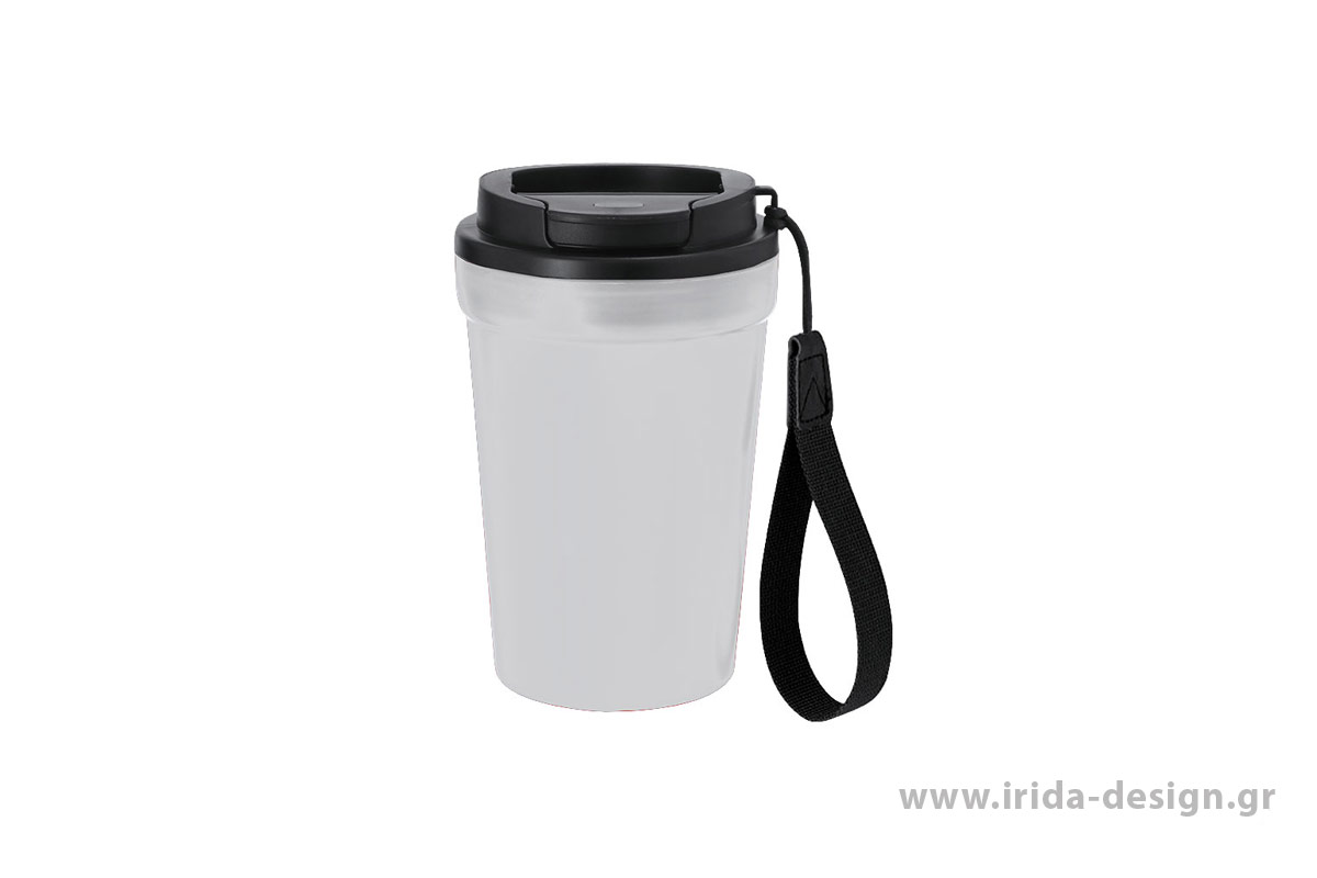 Κούπα 400ml από Ανακυκλωμένο PP με Όψη Frosted & Καπάκι Ασφαλείας Easy-Open