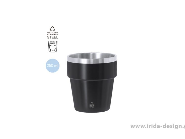 Θερμός Κούπα 250ml από Ανακυκλωμένο Ανοξείδωτο Ατσάλι με Διπλό Τοίχωμα & Σατινέ Όψη