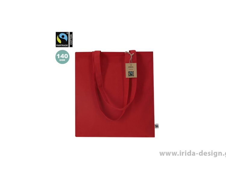 Τσάντα βαμβακερή 140 g/m² Fairtrade με ενισχυμένα χερούλια