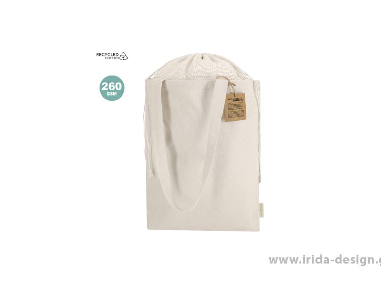 Τσάντα από Ανακυκλωμένο Βαμβάκι 260 g/m² με Δίχτυ και Κλείσιμο με Κορδόνια