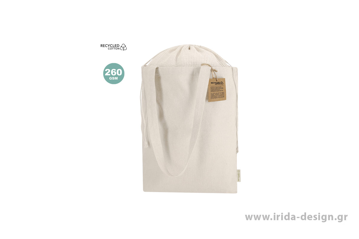 Τσάντα από Ανακυκλωμένο Βαμβάκι 260 g/m² με Δίχτυ και Κλείσιμο με Κορδόνια