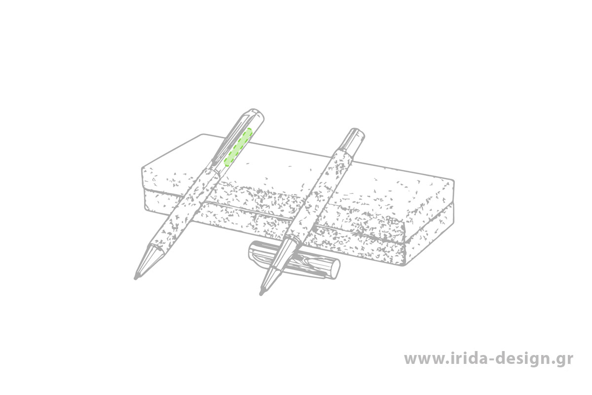 Οικολογικό Σετ Γραφής Στυλό Ball Pen και Roller με Μπλε Μελάνι και Gel από Φελλό