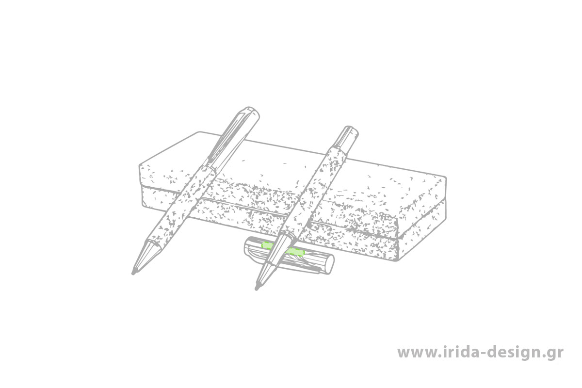 Οικολογικό Σετ Γραφής Στυλό Ball Pen και Roller με Μπλε Μελάνι και Gel από Φελλό