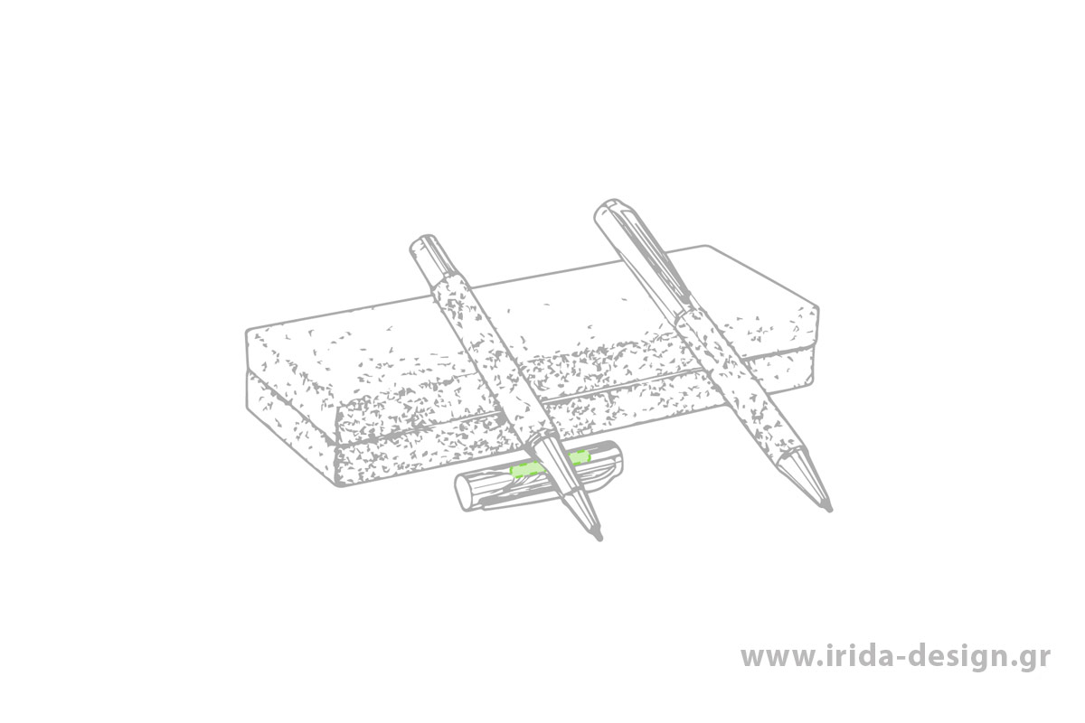 Οικολογικό Σετ Γραφής Στυλό Ball Pen και Roller με Μπλε Μελάνι και Gel από Φελλό