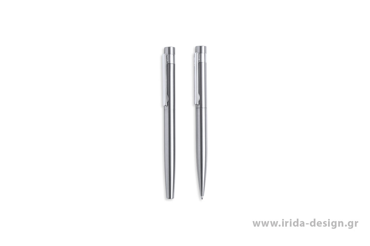 Σετ Γραφής με Μεταλλικό Στυλό Ball Pen και Roller από Ανακυκλωμένο Ανοξείδωτο Ατσάλι