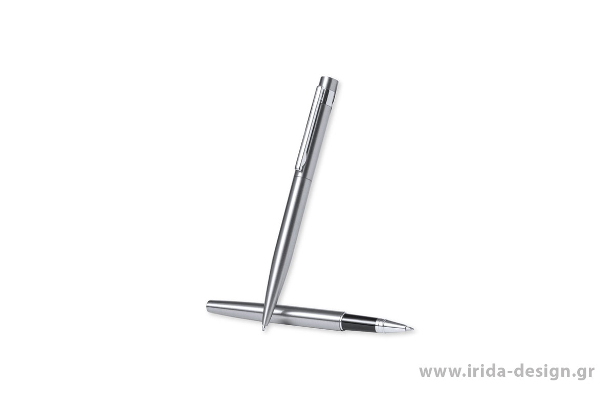 Σετ Γραφής με Μεταλλικό Στυλό Ball Pen και Roller από Ανακυκλωμένο Ανοξείδωτο Ατσάλι