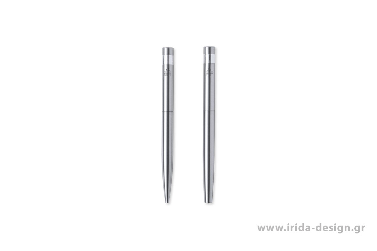Σετ Γραφής με Μεταλλικό Στυλό Ball Pen και Roller από Ανακυκλωμένο Ανοξείδωτο Ατσάλι