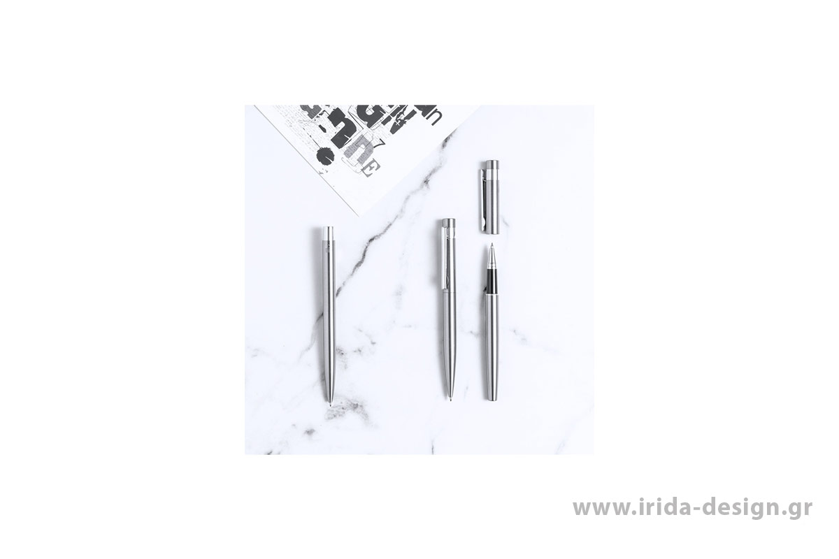 Σετ Γραφής με Μεταλλικό Στυλό Ball Pen και Roller από Ανακυκλωμένο Ανοξείδωτο Ατσάλι