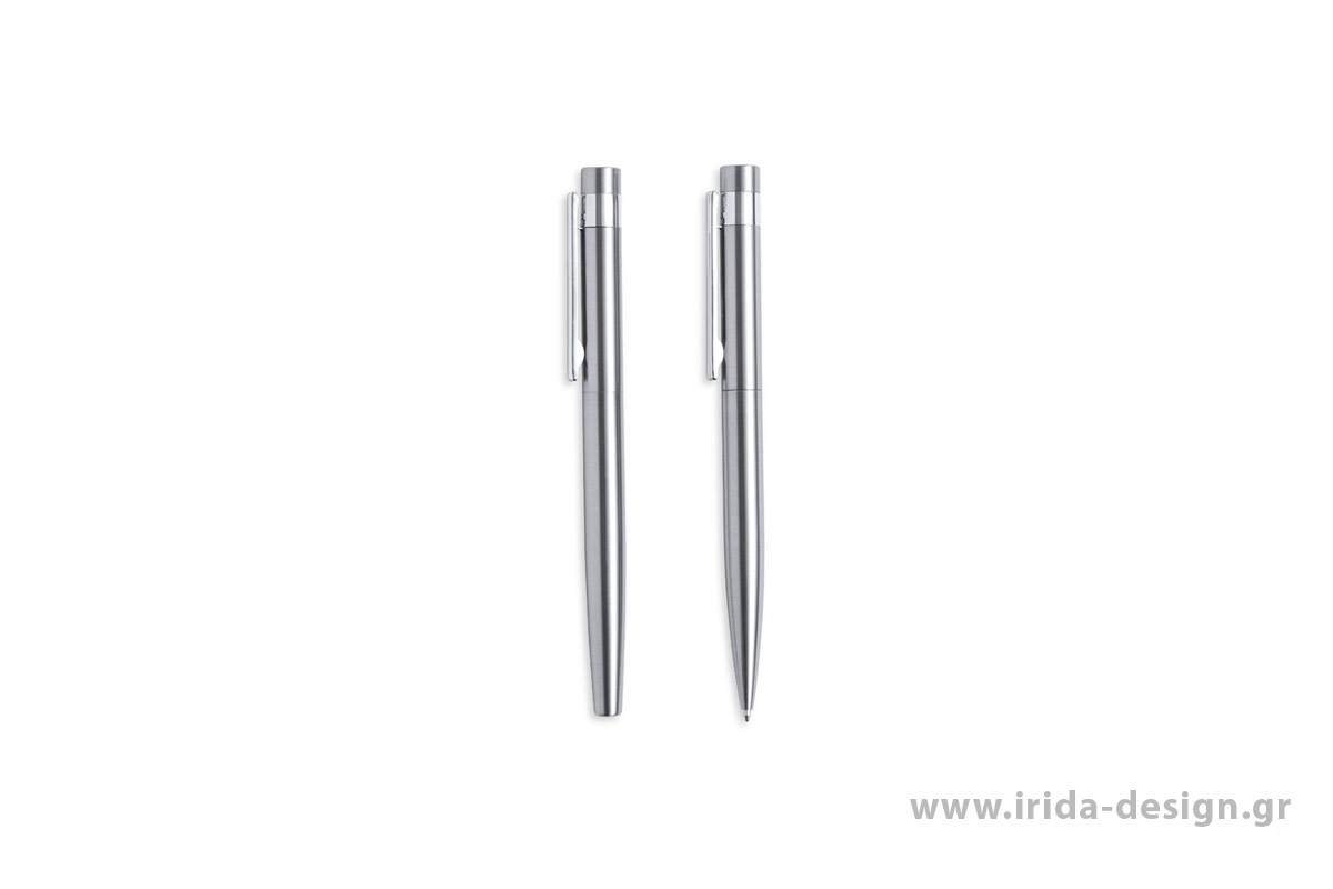 Σετ Γραφής με Μεταλλικό Στυλό Ball Pen και Roller από Ανακυκλωμένο Ανοξείδωτο Ατσάλι