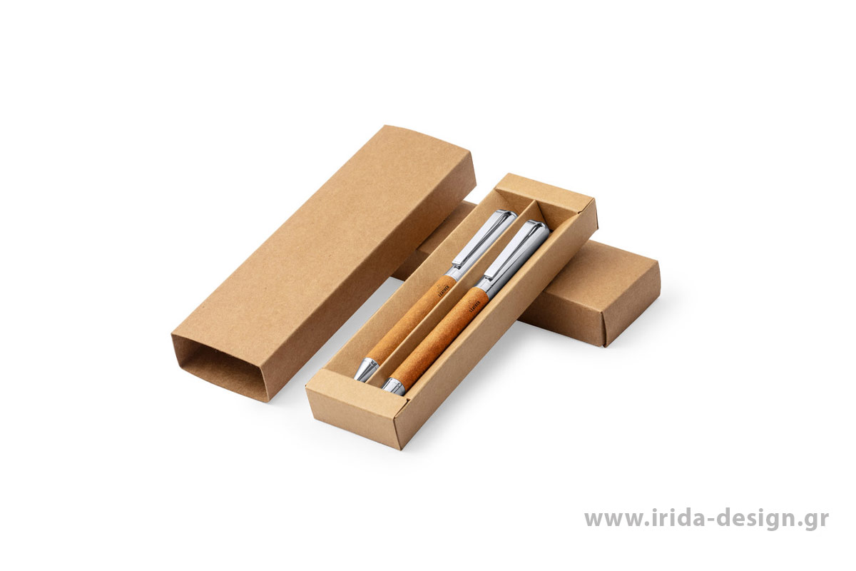 Σετ Γραφής με Στυλό Ball Pen και Roller από Ανακυκλωμένο Δέρμα και Μέταλλο